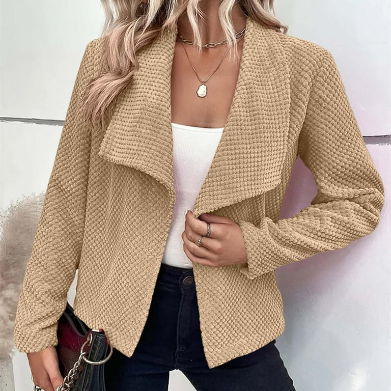 Huaai Blazers For Women Business Casual 2023 European And American Autumn And Winter Lapel Solid Color Long Sleeved Simple Ladies Small Suit With