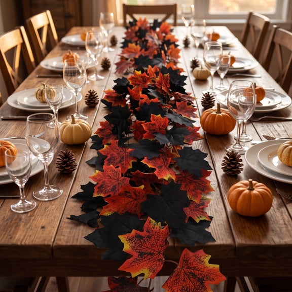 Halloween Decoration Indoor Outdoor Clearance Under $5.00! Thanksgiving Fall Decorations for Home, Halloween Simulation Maple Leaf Vines 175cm