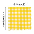 thumbnail image 3 of Gallickan Gingham Paper Napkins, Scalloped Disposable Cocktail Napkins, 25x25cm, 100ct, Yellow Checkered for Summer BBQ Party, Picnic Table Setting, 3 of 6
