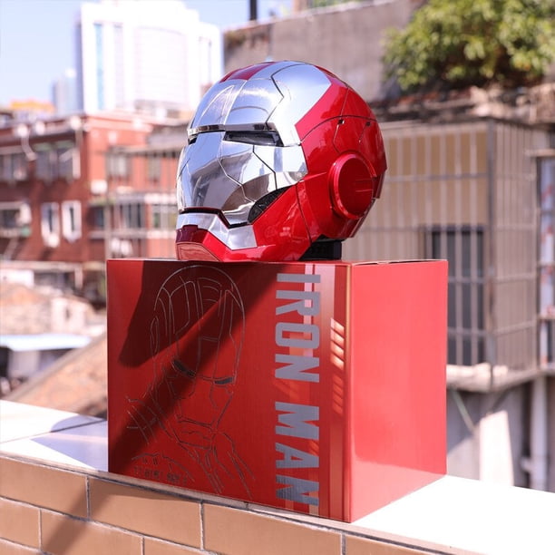 Cos Play-Casco eléctrico Mk5 de Iron Man, multipieza, cierre de apertura, chino, inglés, bilingüe, Control remoto por voz, regalo de Navidad Gong Bohan LED
