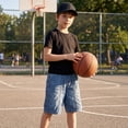 thumbnail image 2 of NIPAXO Boys Denim Shorts Elastic Waistband Washed Cotton Mid-Wash Relaxed Fit Jean Casual Seam Pocket Bottoms for Toddler Little Boys Age 7-8 Years Dark Blue, 2 of 6