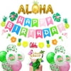 Hawaii Birthday Party Decorations Supplies Aloha Hawaiian Tropical Banner Flamingo Garland Latex balloons cake topper for Pool Party Supplies Moana Party decorations