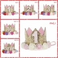 thumbnail image 3 of Opvise Baby Girl Crown Letter Shiny Sequins Flower Headwear Birthday Festival Headband, 3 of 8
