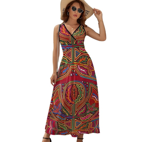 Mola De Panama Flower Dress Fashion Boho Beach Long Dresses Female Party Printed Maxi Dress