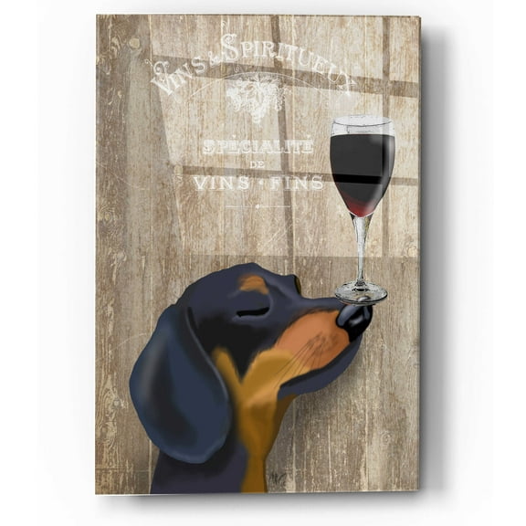Epic Art 'Dog Au Vin Dachshund' by Fab Funky, Acrylic Glass Wall Art, 12"x16"