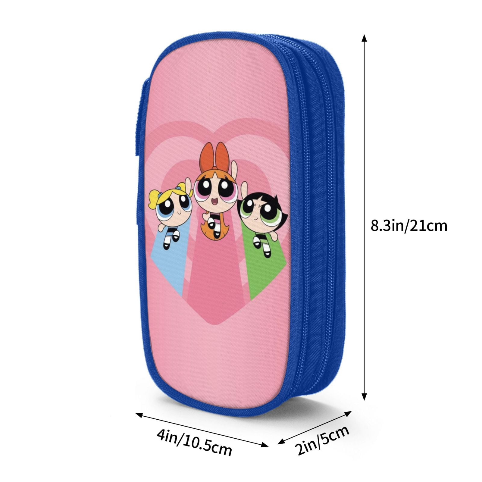 The Powerpuff Gi-rls Pencil Case Large Capacity Pencil Pouch Penbag Office Stationery Organizer Travel Makeup Bag Blue