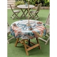 thumbnail image 4 of Outdoor Tablecloth with Umbrella Hole for Patio/Picnic/Party/Camping, Octopus Coastal Waterproof Table Cloth Round Cover Washable, Summer Nautical Starfish Coral Grey Wooden (Dia 60"), 4 of 8