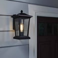 thumbnail image 3 of Better Homes &Gardens Outdoor Wall Mount Lantern Light, 1-Light LED Bulb, Matte Black Seeded Glass, 3 of 9