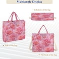 thumbnail image 6 of Corduroy Composite Fabric Tote Bag Magnetic Snap Large Capacity Crossbody Bag Beige Shoulder Strap Pale Pink Roses Pattern, 6 of 8