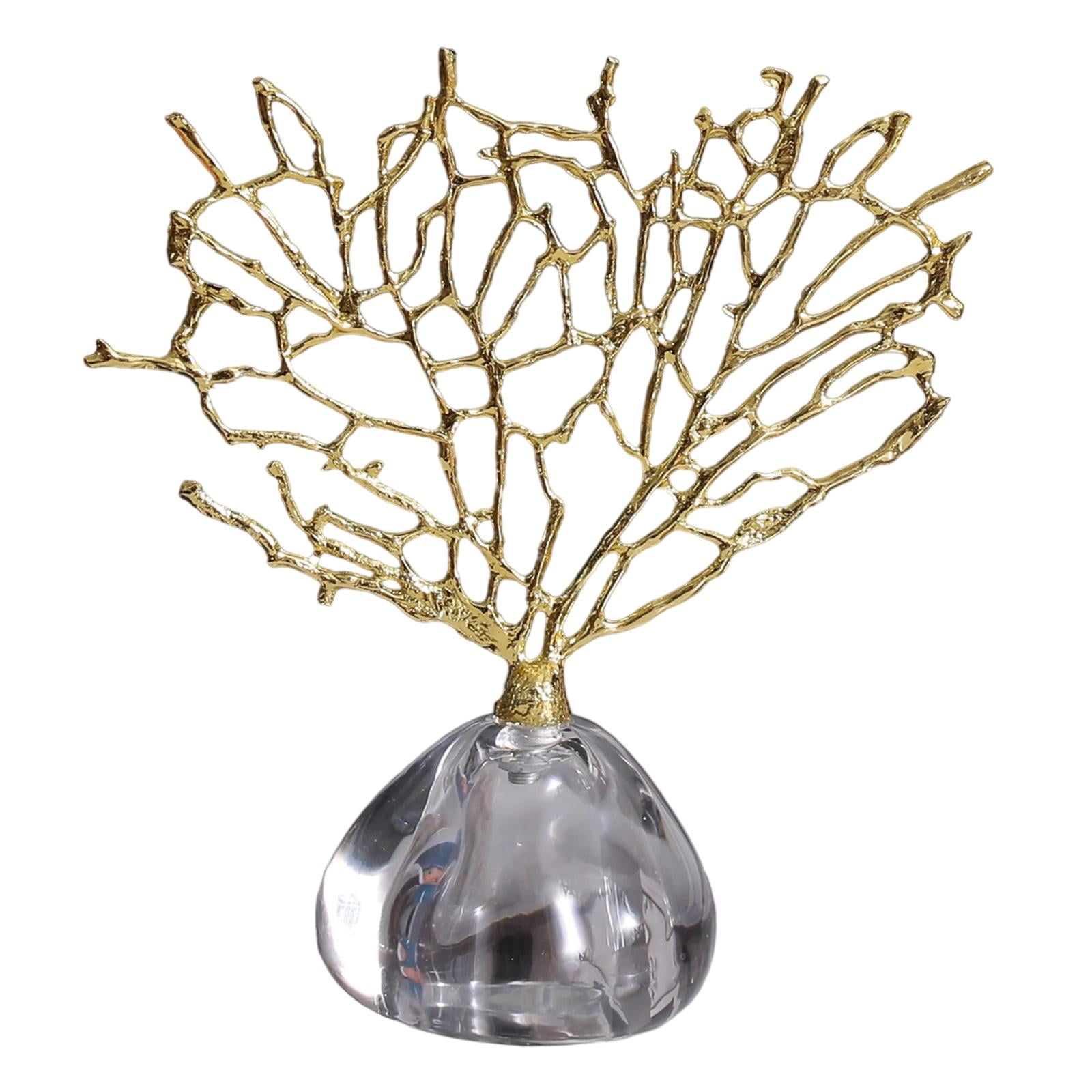 Esquirla Tree Figurine Desktop Figurine Prosperity Sculpture Decorative Statue Tabletop Ornament Featuring Metal And Glass Craftsmanship Suitable for Boo L