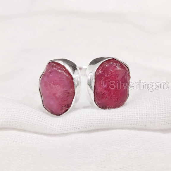 Natural Ruby Ring, Rough Ruby Adjustable Ring, July Birthstone, Double Stone, 925 Sterling Silver, Womens Ring, Christmas, Thanksgiving, Handmade, Statement Jewelry, Raw Gemstone Jewelry