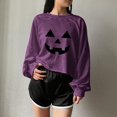 thumbnail image 4 of Elvqul Women's Loose Fit Long Sleeve Sweatshirt Crew Neck Jack-O-Lantern Pumpkin Relaxed Athletic Sporty Active, 4 of 6