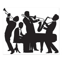 Party Central Pack of 6 Black and White Roaring Jazz Band Mural Wall Decor 6'