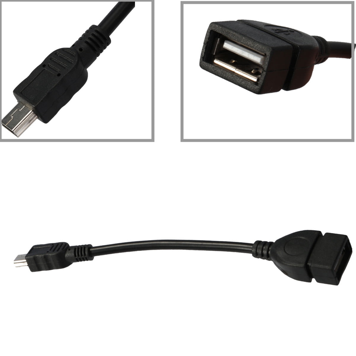 Mini USB 5pin Male to USB 2.0 Type A Female Jack OTG Host Adapter Short Cable*-* 