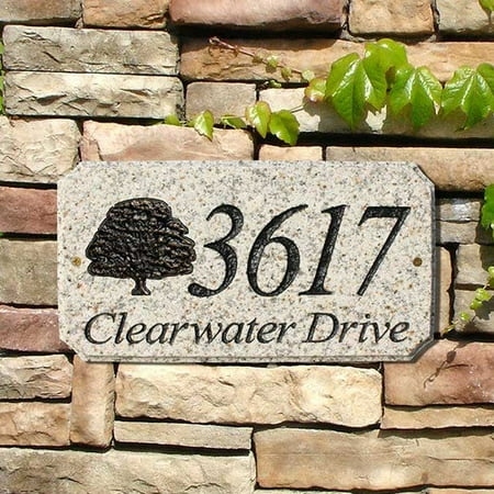 Oak Leaf Plaque (QualArc EXE-4702-AL-OK 9 in. StoneMetal Oak Tree Logo Rectangle Solid Granite Address Plaque in Autumn Leaf)