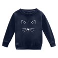 thumbnail image 4 of GBSYEWXS Toddler Child Girls Sweatshirt Size 8-9 Years Long Sleeve Casual Crew Neck Cute Tops Cat Print Navy Pullover Sweater, 4 of 4
