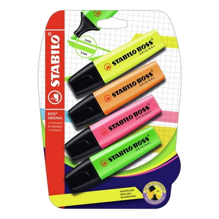 STABILO BOSS ORIGINAL Highlighter, 4-Color Set