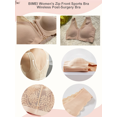 thumbnail image 5 of BIMEI Women's Zip Front Mastectomy Bra Wireless Post-Surgery Bra Active Soft Daily Bras with Removable Pads,Beige,L for 36ABCD, 5 of 6