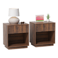 thumbnail image 2 of EYYTHUNG Fluted End Table with Drawer Set of 2, Modern Wooden Nightstand Bed Side Table with Storage Shelf Bedside Night Stand, Brown, 2 of 6