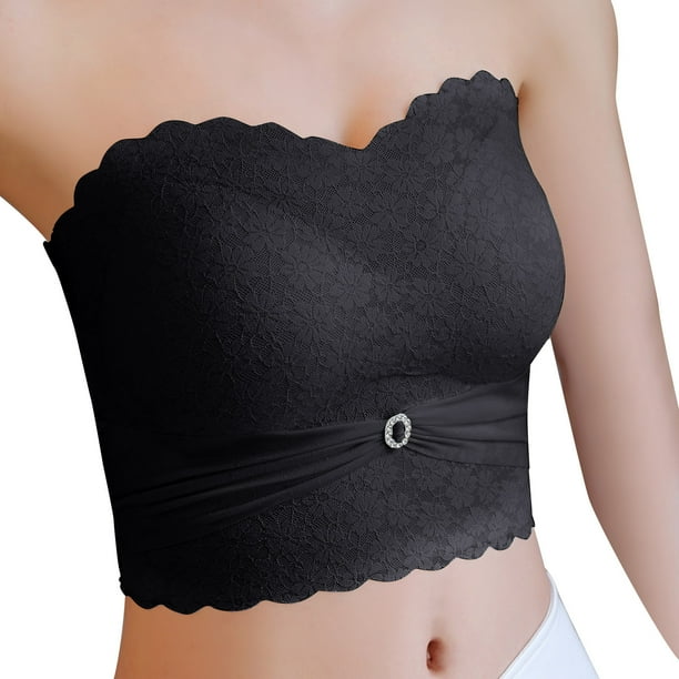Sujetador push up sin tirantes para mujer: diseño antideslizante para bustos grandes, detalles de silicona, escote corazón, material de nailon.