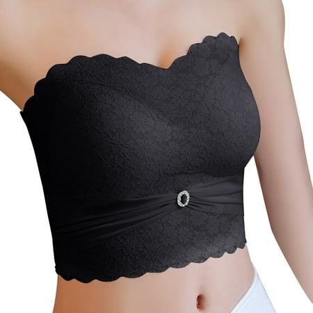 BYHONG Women s Underwear Women s Strapless Push Up Bra Design for Large Bust Minimizes Appearance Slipping Sweetheart Neckline  Black XXL