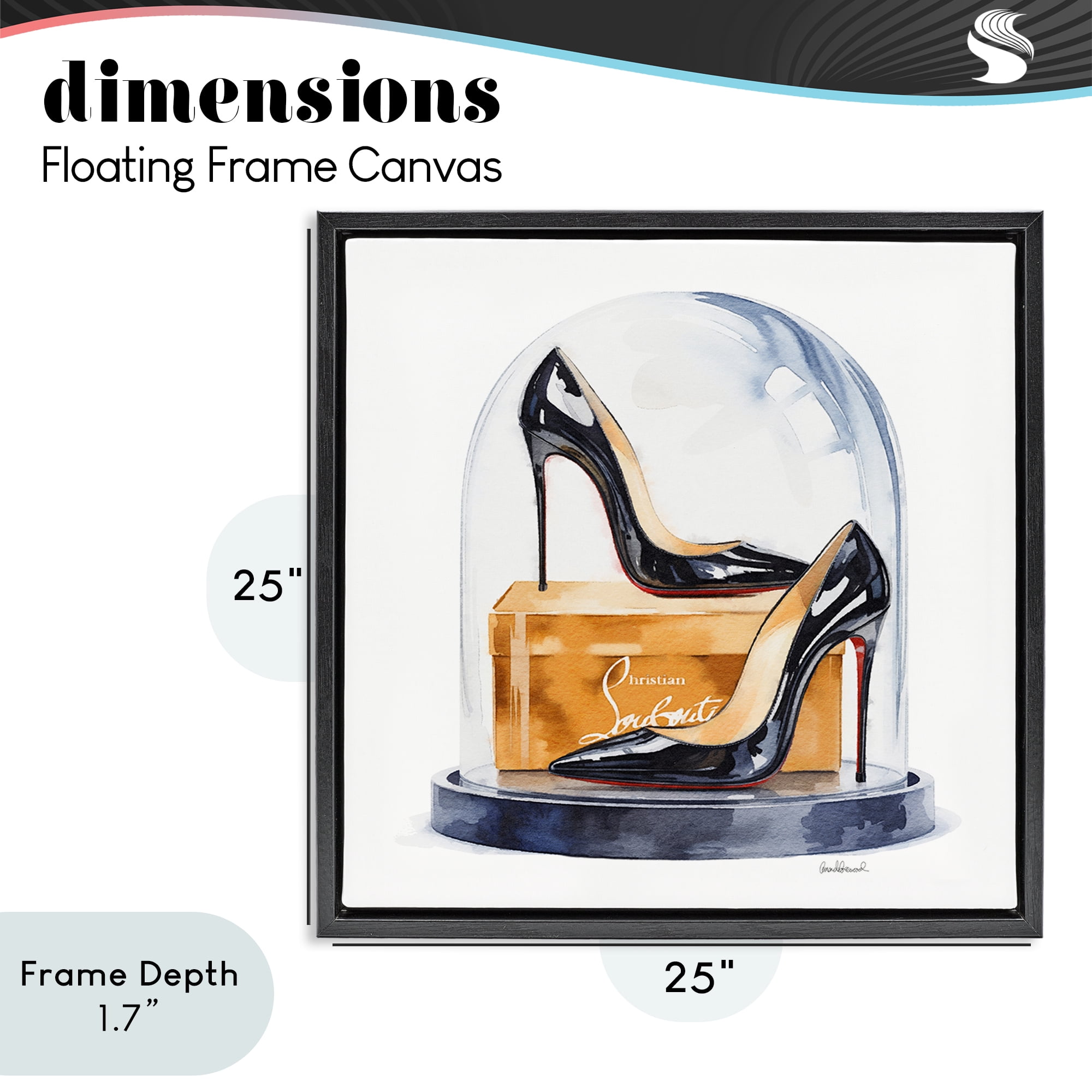 Stupell Industries Black High Heels Dome Black Framed Floater Canvas Wall Art, design by Amanda Greenwood