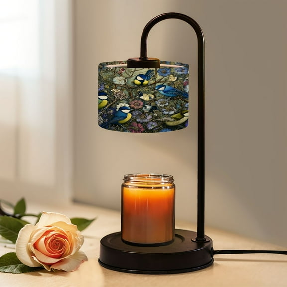 Candle Warmer Lamp with Timer, Harmony Nature William Inspired Bird Blossom Scene Non-slip Wireless Remote Control Wax Melts Warmer with 4 Bulbs for Home Office Dorm, Birthday Gifts for Women