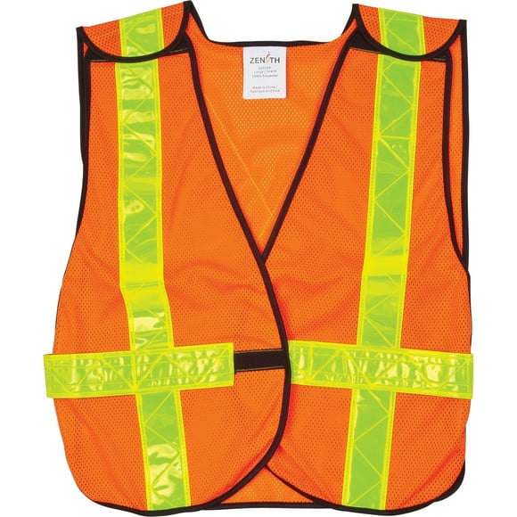 Standard-Duty Safety Vest, High Visibility Orange, Medium, Polyester