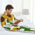 thumbnail image 6 of Naloa Plump Sunflower And Sketch Men’s Pajamas Set - Long Sleeve Button Down Sleep Shirt and Pajama Bottoms Sleepwear Set-, 6 of 7