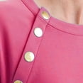 thumbnail image 3 of Manga Larga Sudadera con Capucha para Mujer Cuello Redondo Color Puro Top para Mujer con Botones de Metal para Vacaciones Viajes Compras Escuela Oficina Rosa Rojo XL, 3 of 6