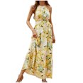 thumbnail image 2 of Women Dresses Sexy Sleeveless Dresses Printed Printed Sling Fashion Dresses Yellow Trendy Skirt Size L, 2 of 6