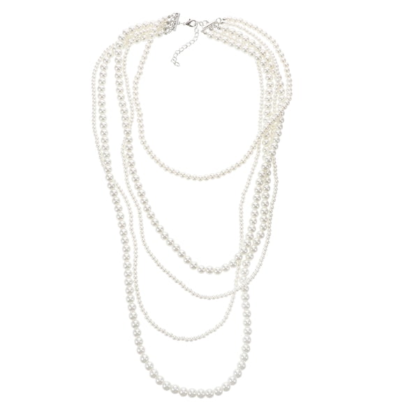 Long Layered Simulation Pearl Necklace For Women Elegant Multi Strand Beaded Necklace For Sweaters Fashionable And Versatile Neck Decoration
