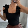 thumbnail image 6 of YTCAMLO 3D Floral Womens Camisole Tops Dressy Ribbed Sleeveless Crew Neck Undershirts Stretchy Breathable Summer Going Out Tops, 6 of 8