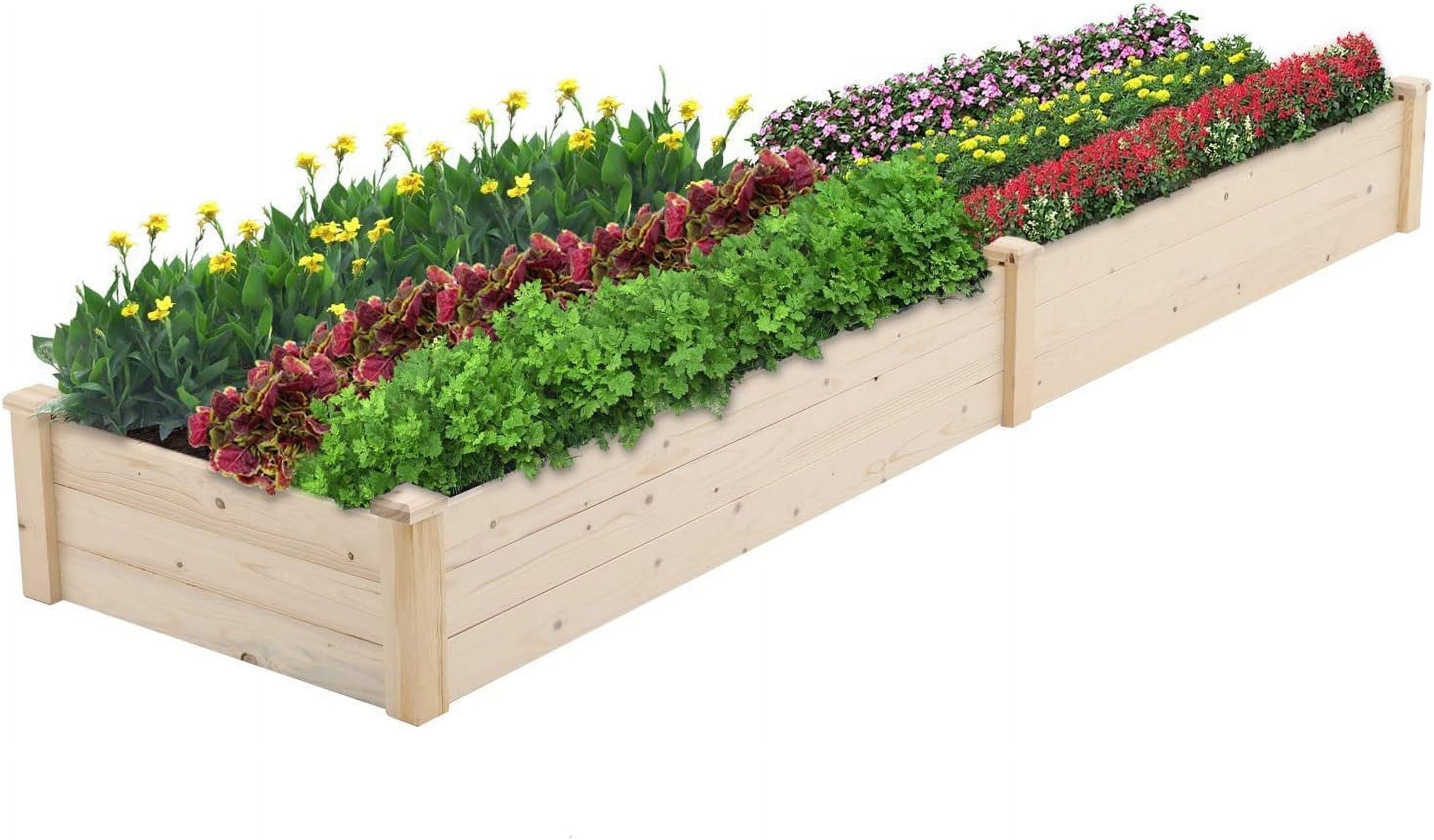 SUNCROWN 8ft x 2ft Outdoor Wooden Raised Garden Bed Elevated Planter Box Stand for Vegetables Fruits Herb Grow, Patio or Yard Gardening,Freestanding Garden Planter