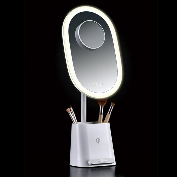 Espejo de maquillaje con luces, espejo de tocador con luces con aumento, espejo cosmético LED para escritorio, mesa de decoración del hogar Fernando Espejo de tocador de maquillaje