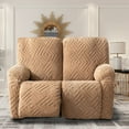 thumbnail image 2 of Lavish Cover Stretch Recliner Loveseat Cover, Non-Slip Slipcovers for Recliner Loveseat, Washable Furniture Protector with Pocket & Elastic Bottom for Kids Pets, 2 Seaters, Khaki, 2 of 9