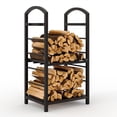 thumbnail image 2 of Kojooin 30 in Firewood Rack, Outdoor Indoor Log Rack with Kindling Hooks for Fireplace, Patio or Deck Storage, 2 of 8