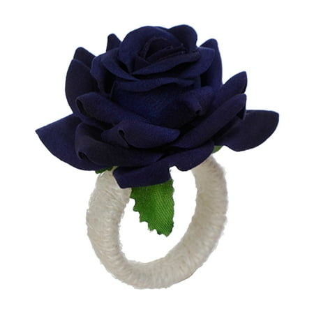 

Champagne Rose Blossoms Napkin Button Hotel Napkin Ring Creative Hemps Rope Woven Fabric Ring Napkin Ring