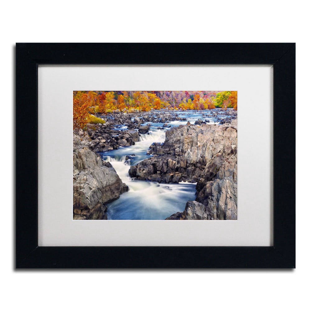 Trademark Fine Art "Great Falls" Canvas Art by CATeyes, White Matte, Wood Frame