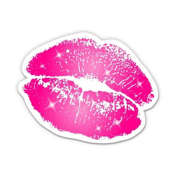 Sexy Pink Lips - 3" Vinyl Sticker - For Car Laptop I-Pad Phone Helmet Hard Hat - Waterproof Decal