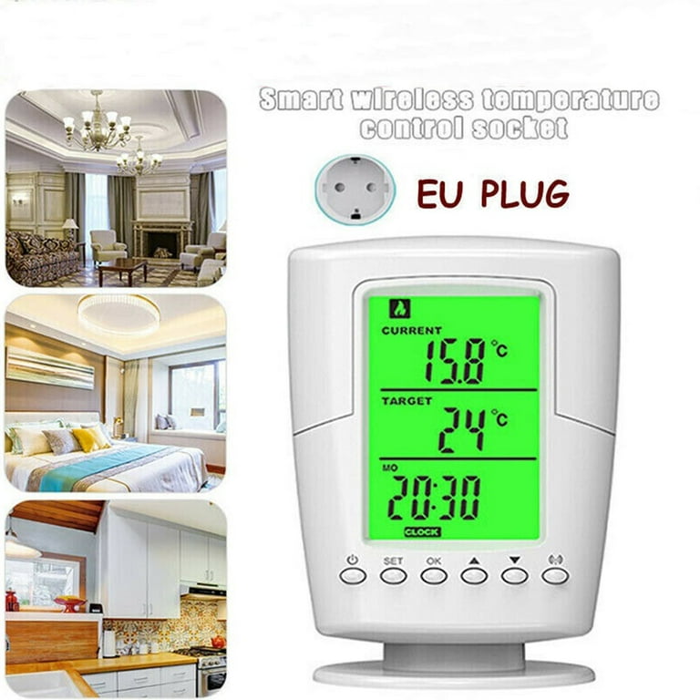 Programmable Smart Wifi Thermostat Plug Outlet Mini Temperature Controller  15A Wireless Plug-in Socket APP Control Voice Control Schedule Timer  Electric Switch for Heating Cooling Appliances 