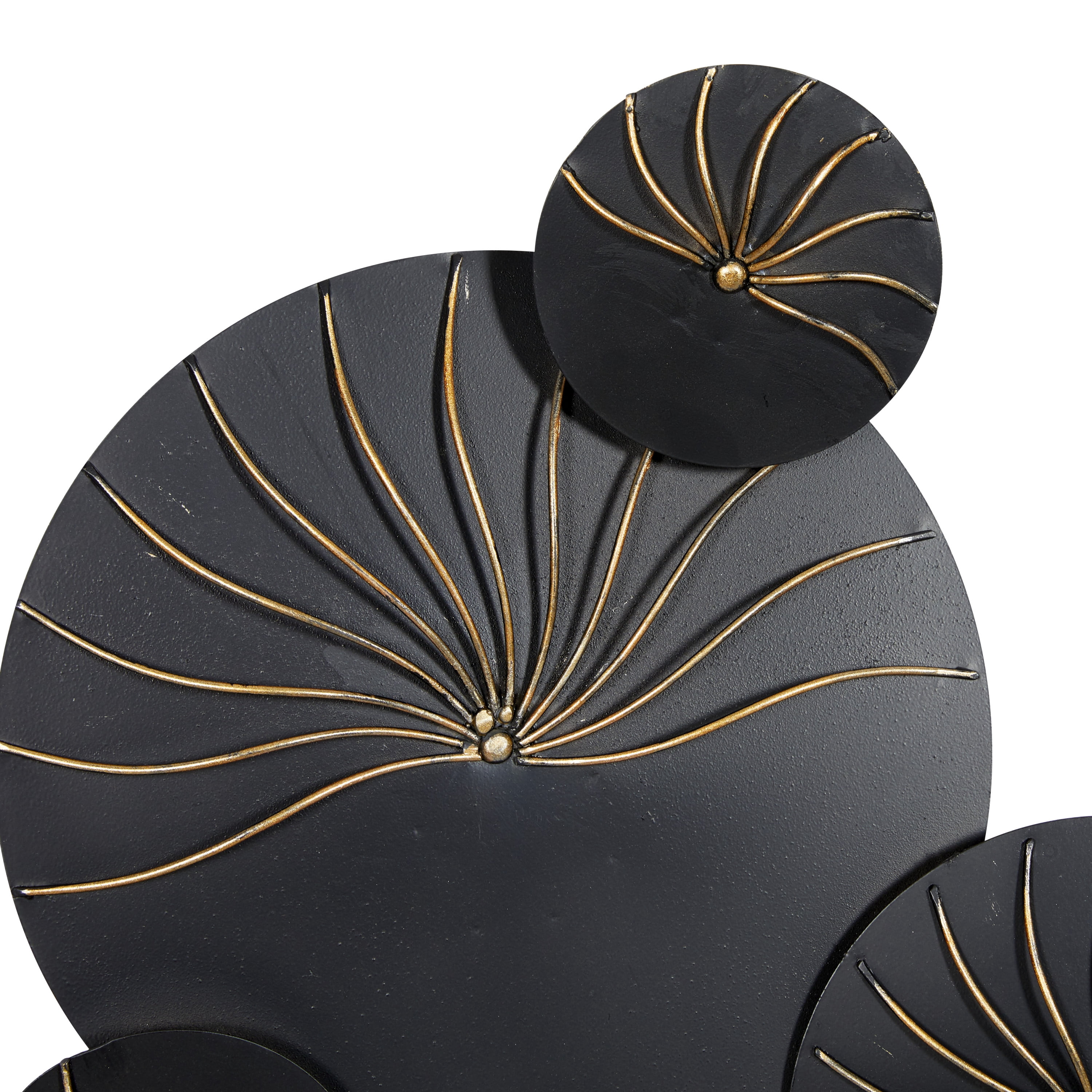 DecMode Black Metal Plate Wall Decor with Gold Accents