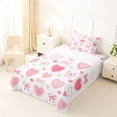 thumbnail image 3 of spefrowx Cute Cartoon Bow Twin Sheets for Kids, Pink Love Heart Print Bedding, 3pcs, 1 Flat Sheet, 1 Fitted Sheet and 1 Pillowcase, 3 of 6