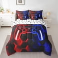 thumbnail image 3 of Erosebridal Red Blue Gamepad Bedding Sets Twin Size, Gradient Geometric Comforter Sets with Sheets, Gaming Sports Reversible Bedding Twin Size, Ultra Soft Bedroom Decor, 7pcs, 3 of 5