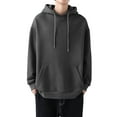 thumbnail image 1 of LUXUR Chandails à Capuchon d'Hiver Décontractés pour Hommes à Manches Longues Gris Foncé L, 1 of 3