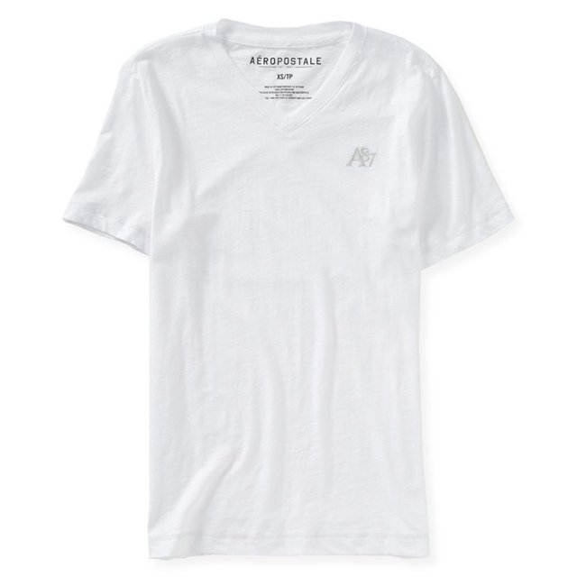 Camiseta con cuello en V Aeropostale A87 para Hombre Color Blanco Extragrande