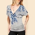 thumbnail image 4 of ChaoHeng Women Blouses Clearance under $7 New & Trending Womens T Shirts Short Sleeve Shirts V-neck Tops Summer Casual Lightweight Clothes, 4 of 5