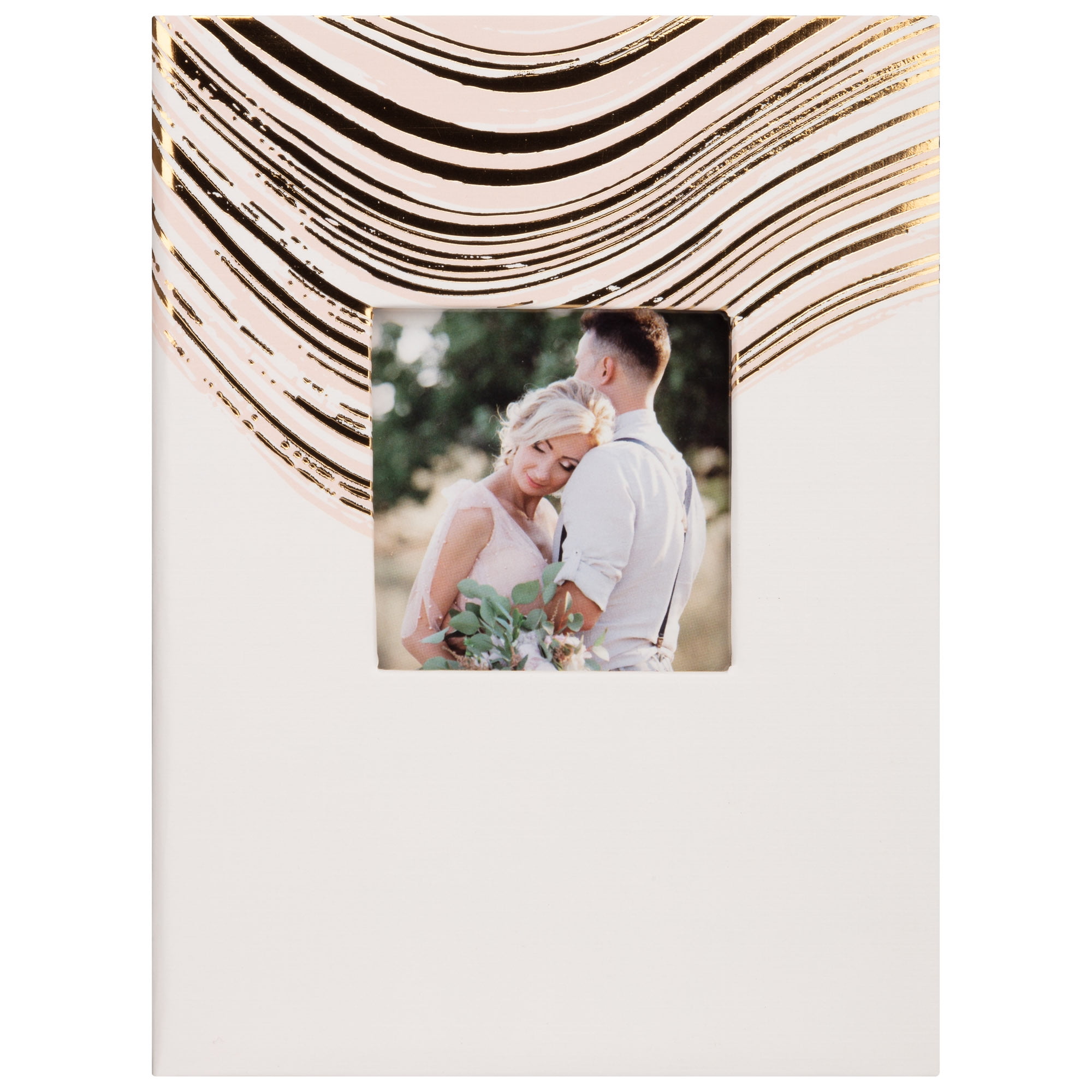Pinnacle Ivory with Pink and Gold Rings Hard Brag Photo Album, 36 page count