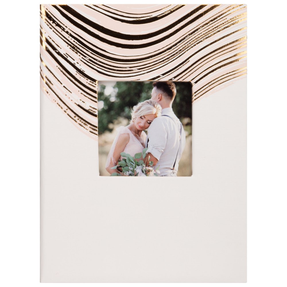 Pinnacle Ivory with Pink and Gold Rings Hard Brag Photo Album, 36 page