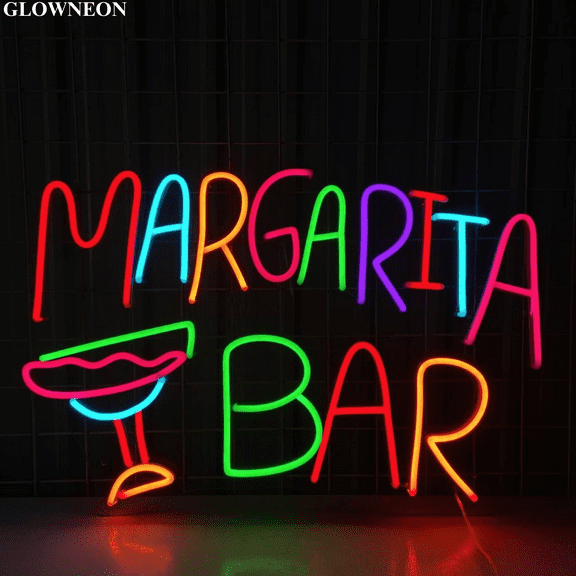 Glowneon Margarita Bar Led Sign, Cocktail Bar Decor, Bar Pub Wall Art